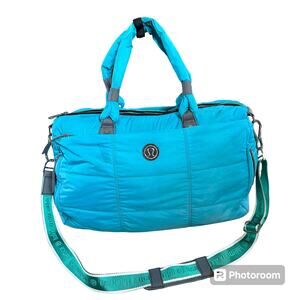 Lululemon Quilted Duffle Bag With Shoulder Strap Turquoise Weekender‎